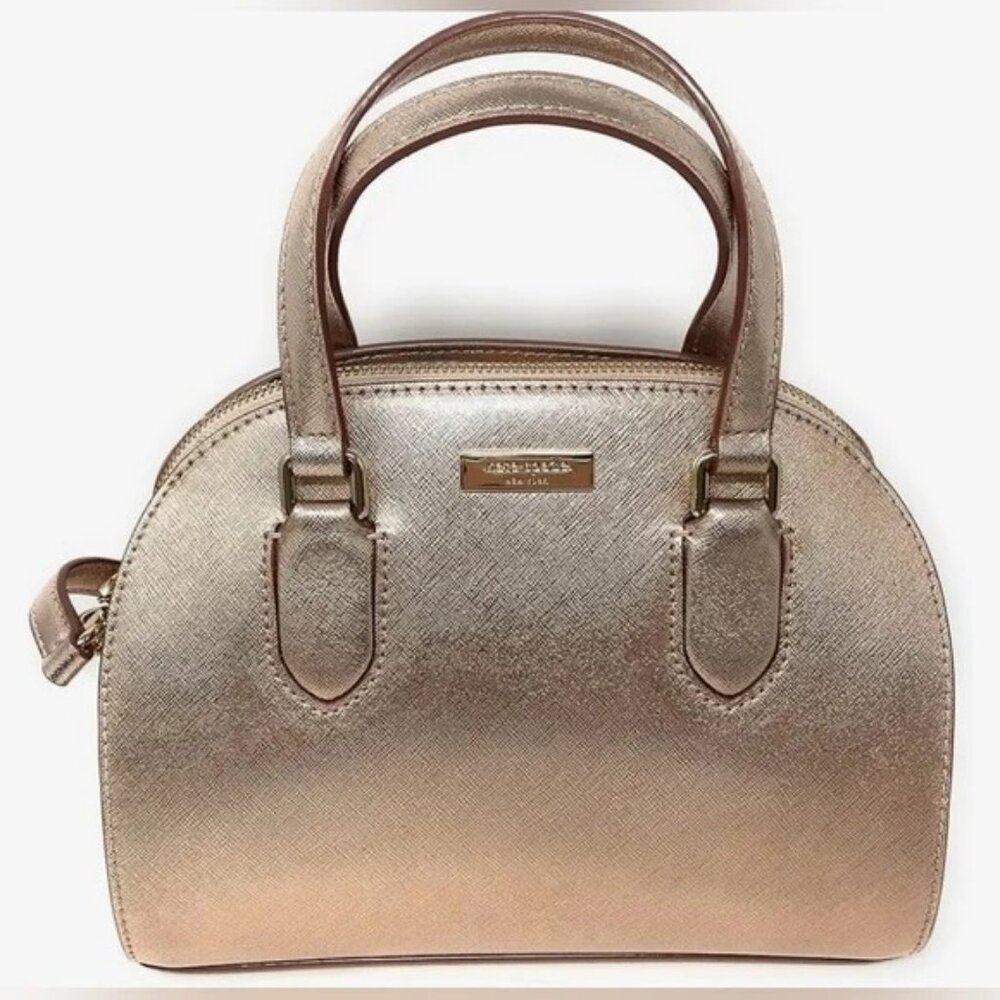 Like New Kate Spade Mini Reiley Rose Gold Glitter Crossbody Bag